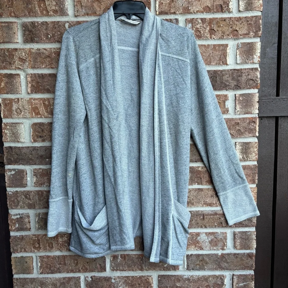 Soft Surroundings Heathered Gray Knit open front cardigan